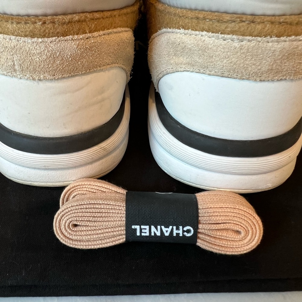 CHANEL Beige and White Sneakers - Picture 8 of 9